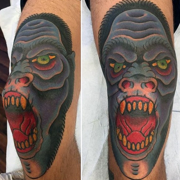 Elbow Gorilla Tattoo For Men In Color Ink