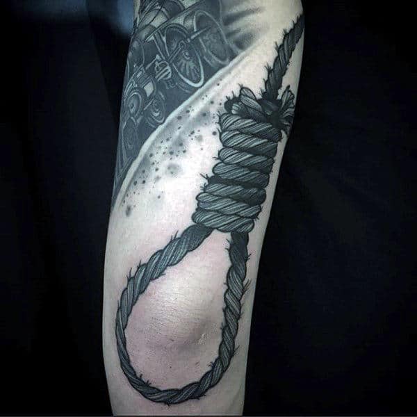 Elbow Noose Guys Detailed Rope Arm Tattoos