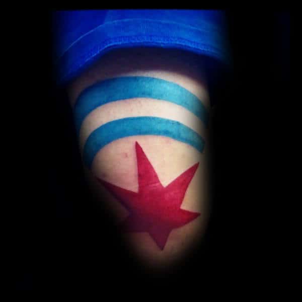 Elbow Red Star Chicago Flag Male Tattoos