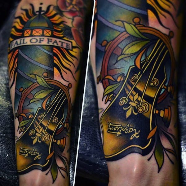 Electric Guitar Tattoo For Men