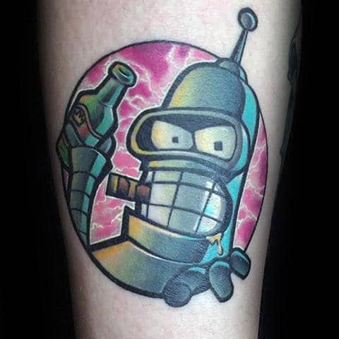 Electric Guys Robot Bender Futurama Arm Tatto