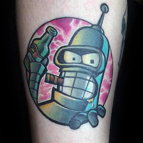 Electric Mens Bender Futurama Tattoo On Arm