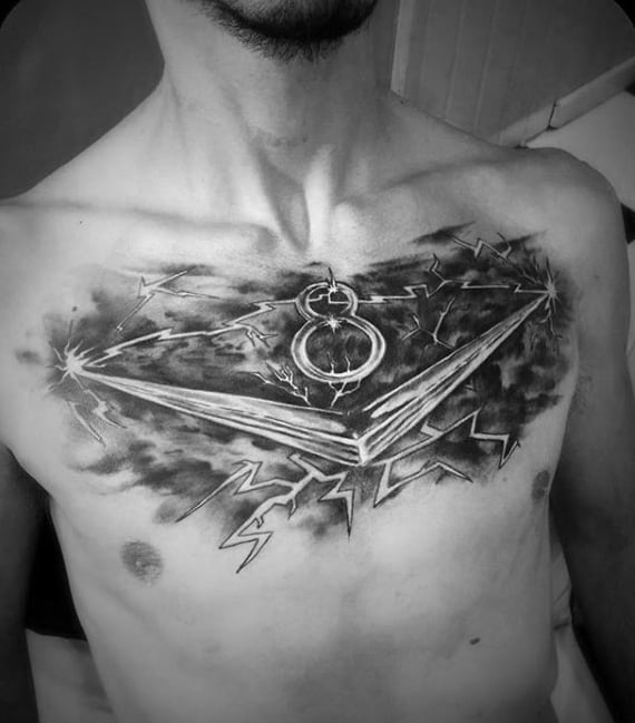 Electric V8 Guys Upper Chest Tattoos