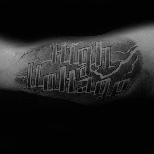 Electrical High Voltage Male Lineman Inner Arm Bicep Tattoo