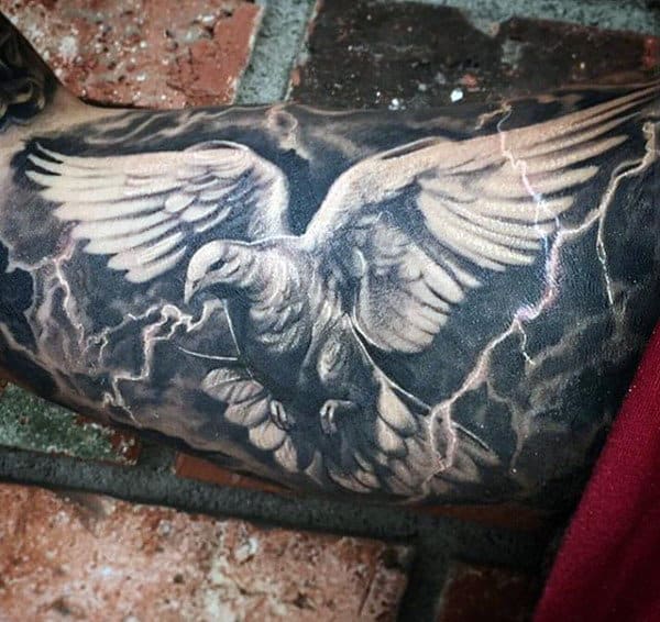 Electrical Storm Lightning Tattoo For Men On Bicep