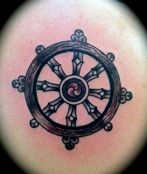 Elegant Mens Ship Wheel Tattoo Design Ideas