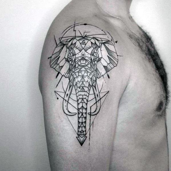 Elephant Geometric Arm Guys Tattoo Ideas