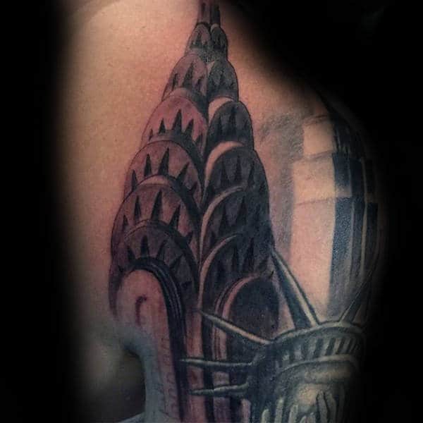 Empire State Building Mens Shoulder Tattoo Designs