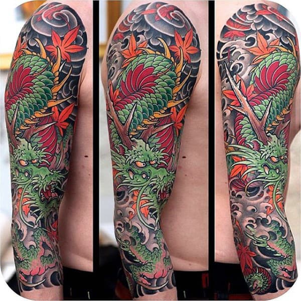 Enormous Dragon Tattoo Males Full Sleeve