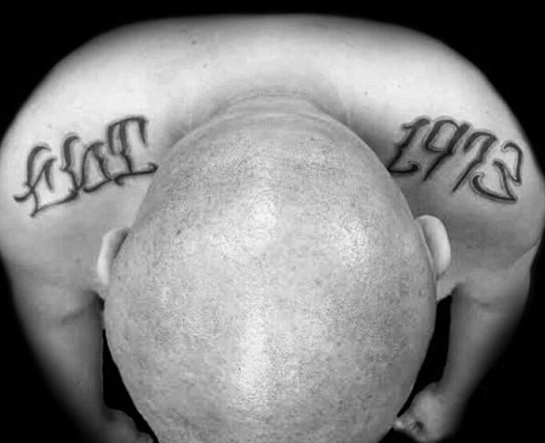 Est 1973 Mens Shoulder Tattoo Designs