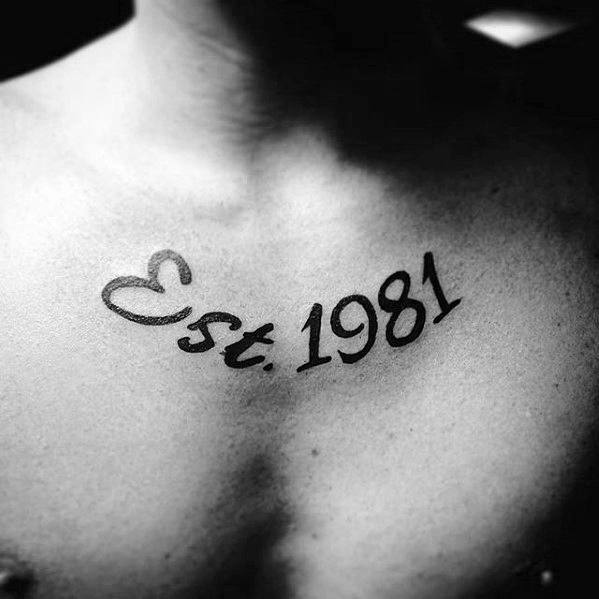 Est 1981 Guys Chest Simple Tattoo Designs