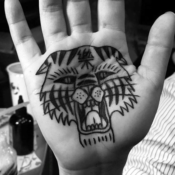 Ethnic Beast Head Tattoo Male Palm