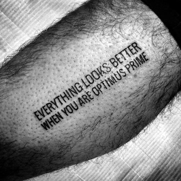 Everything Looks Better When You Are Optimus Prime Transformers Mens Arm Tattoo