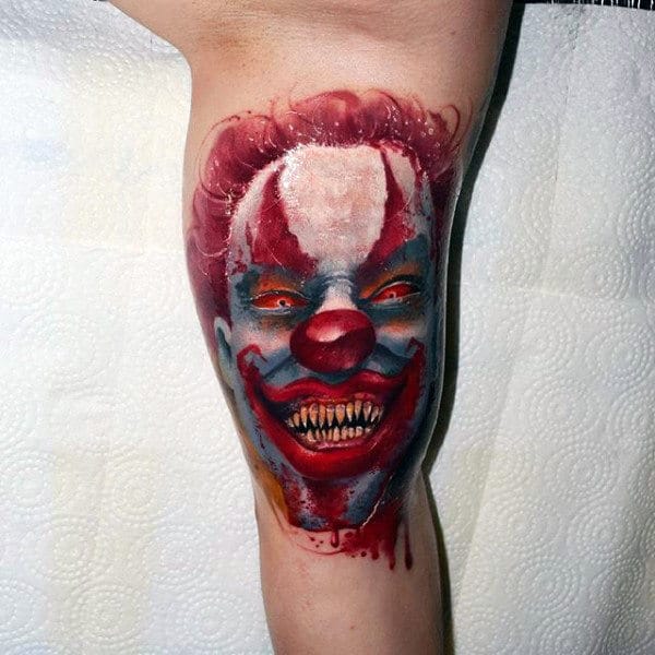 Evil Mens Scary Clown Inner Arm Bicep Tattoos