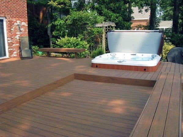 wood deck hot tub bench seat
