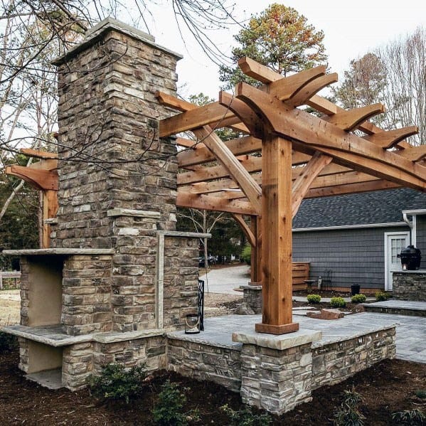 fireplace patio with pergola