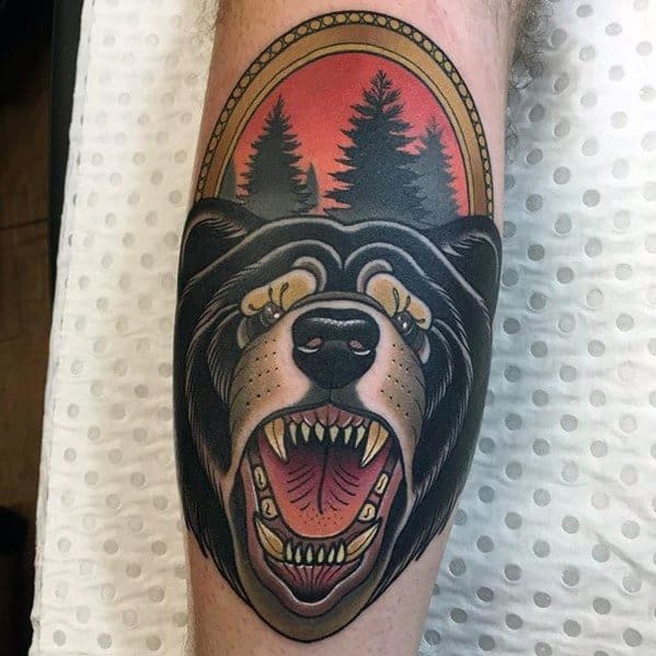 Excellent Guys Neo Traditional Bear Tattoos
