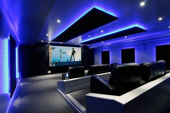 blue light home theater setup