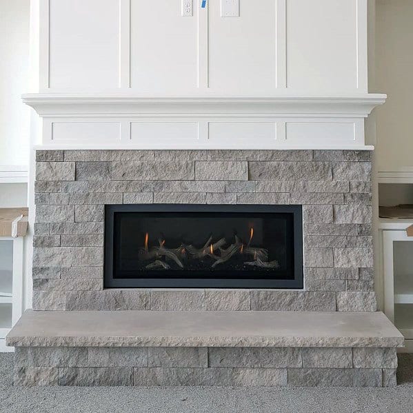 linear fireplace with mantel
