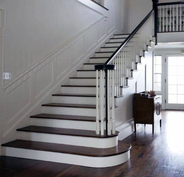 excellent interior ideas stair railing stained and painted white wood