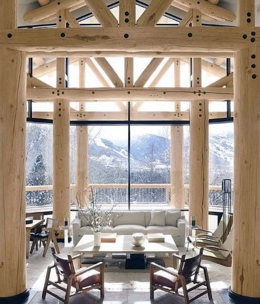 Excellent Interior Ideas Vaulted Ceiling Rustic Wood Log Cabin