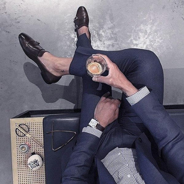Excellent Navy Blue Suit Brown Shoes Styles For Men