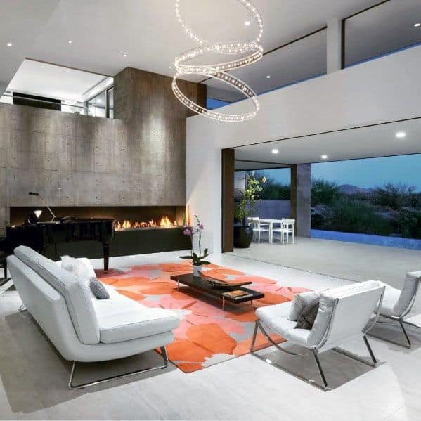 concrete linear fireplace