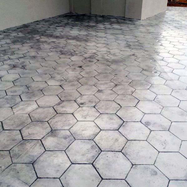 hexagonal stamped pavers 