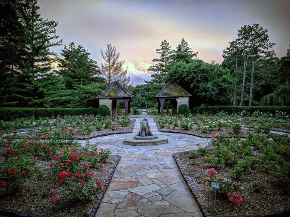 Exceptional Stone Walkway Ideas With Water Fountain In Center