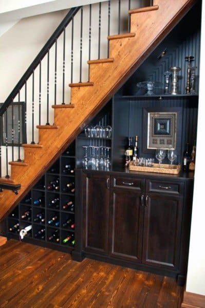 vintage under stairs mini-bar