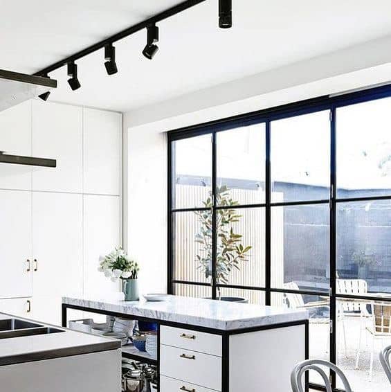 Exceptional White Kitchen Cabinets Black Track Lighting Ideas