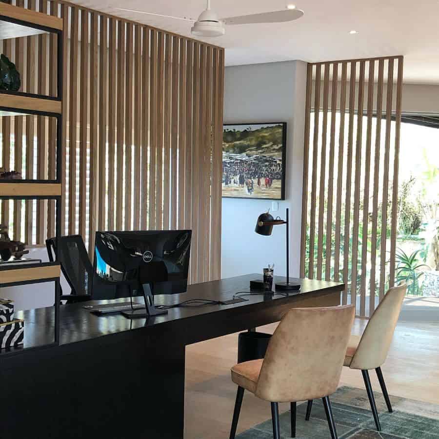 executive modern home office large black desk 