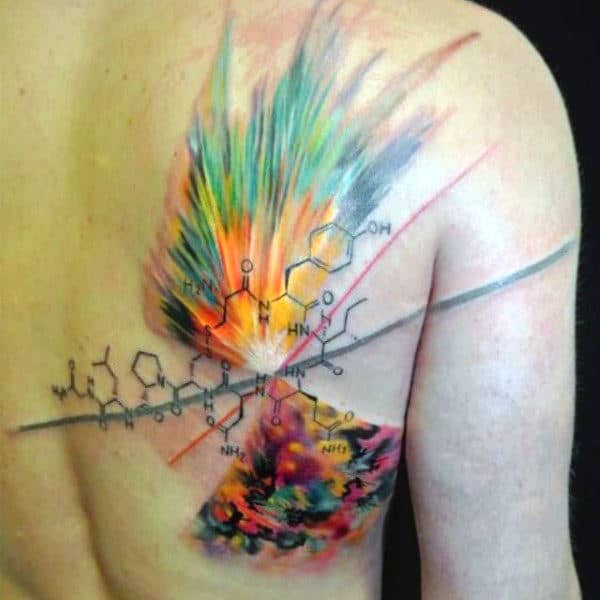 Explosion Science Tattoo With Chemistry Compound For Men