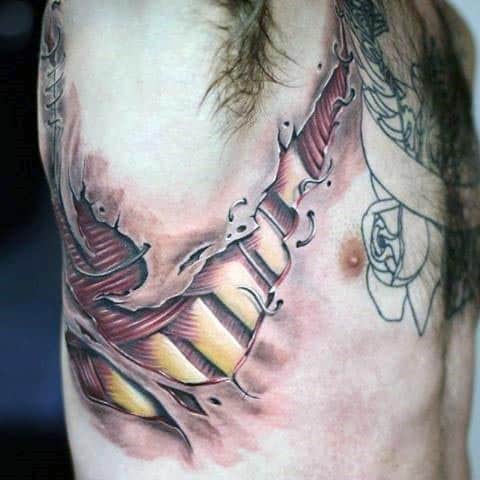 Exposed Bones Mens Rib Cage Tattoos