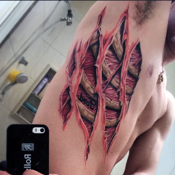 Exposed Ribs Mens Muscle Side Of Body Tattoos