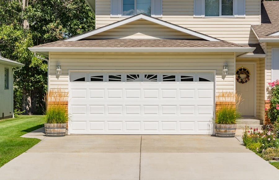 clean white garage doors 