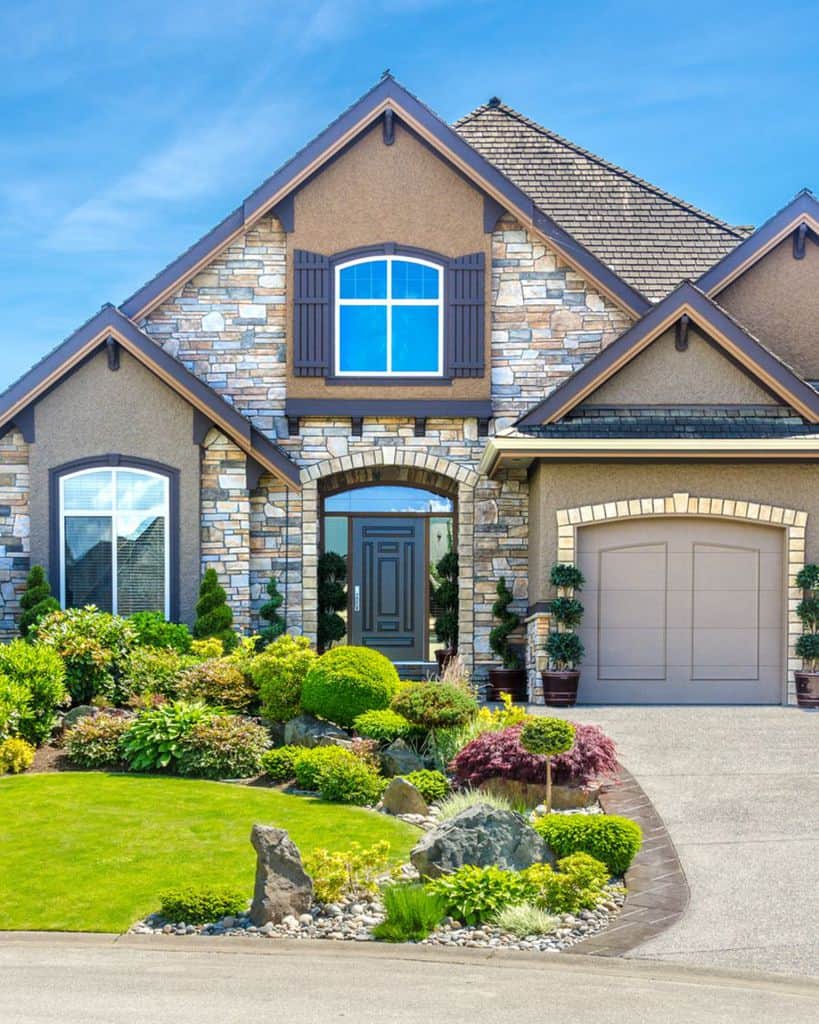 exterior finish craftsman style homes stone front garden