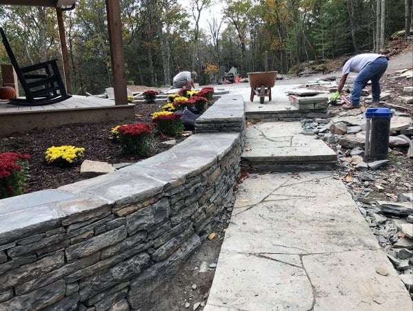 stone brick wall landscape