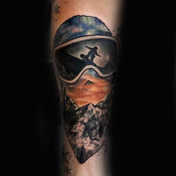 Extreme Snowboard Tattoo Male Forearms