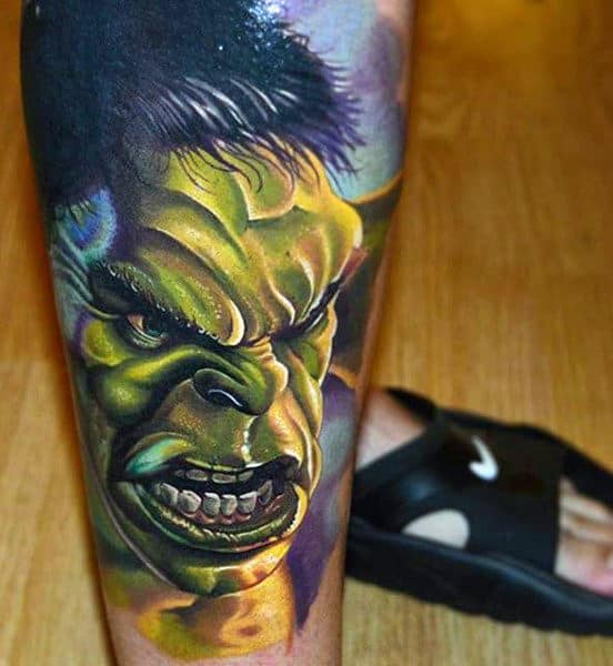 Extremely Angry Hulk Tattoo Male Forearms