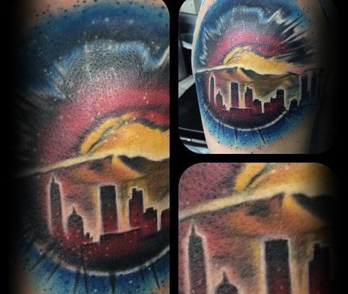 Eye Colorado City Skyline Guys Arm Tattoos