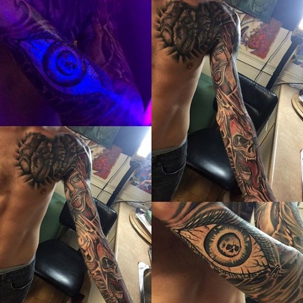 Eye Glowing Under Black Light Mens Tattoo Inspiration