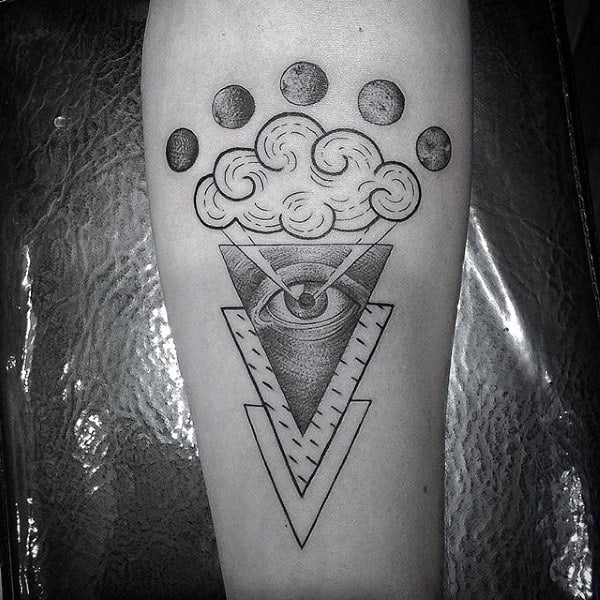 Eye Inside Geometric Triangle Tattoo Mens Arms
