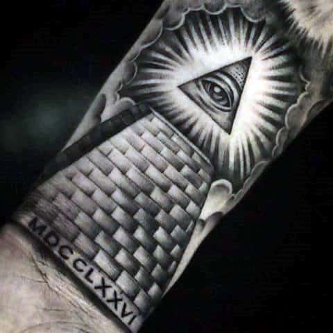 Eye Of Providence Pyramid Mens Forearm Tattoo