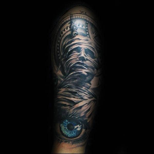 Eye With Mummy Mens Half Sleeve Tattoo