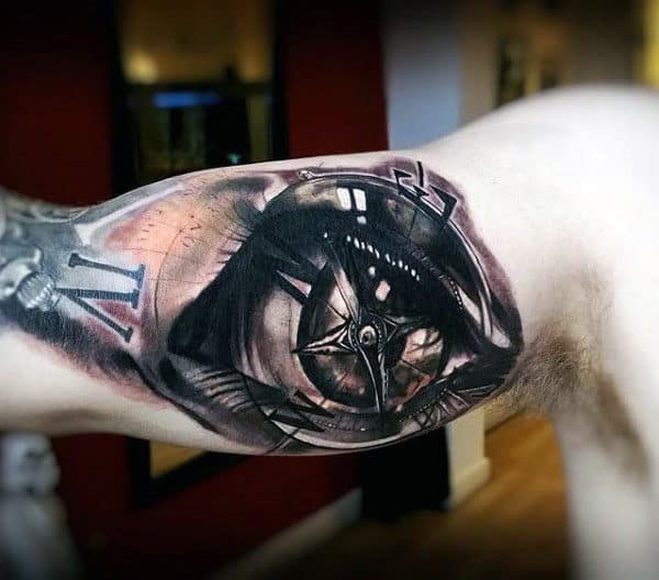 Eye With Nautical Star Original Mens Bicep Tattoos