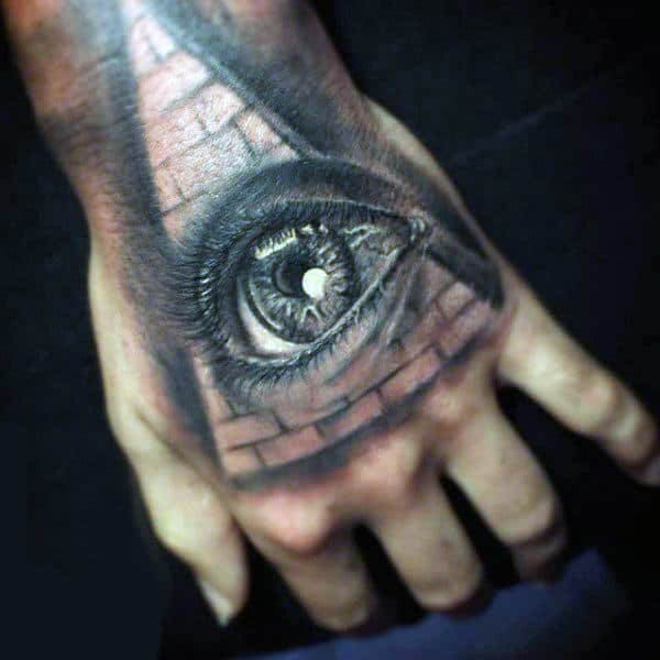 Eye With Pyramid Mens 3d Hand Tattos