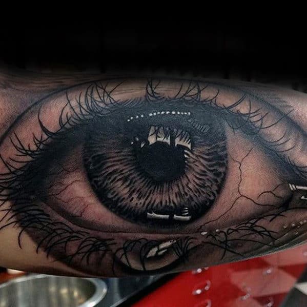 Eye With Tears Realistic Mens Arm Tattoo
