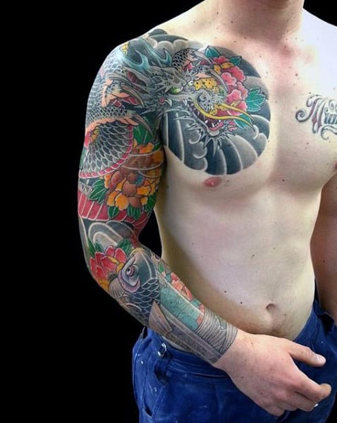 Fabled Dragon Tattoo Male Sleeves