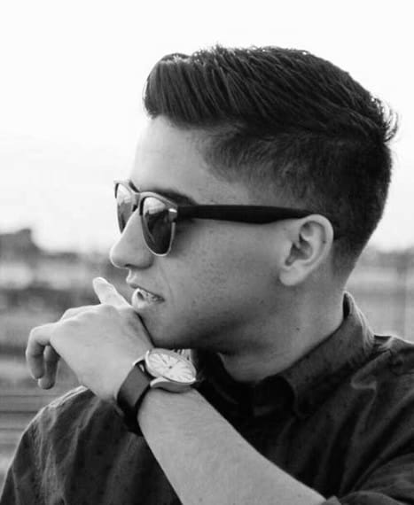 Fade Haircut With Comb Over On Man